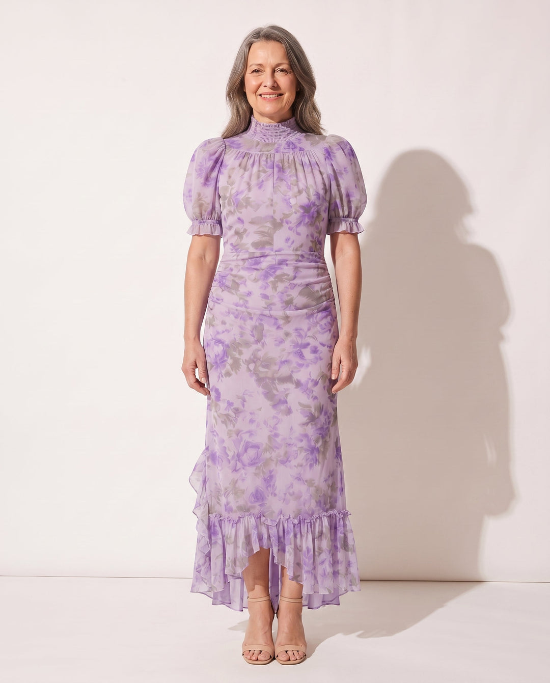 Bernice | Floral Print Puff Sleeve Ruffle Autumn Maxi Dress