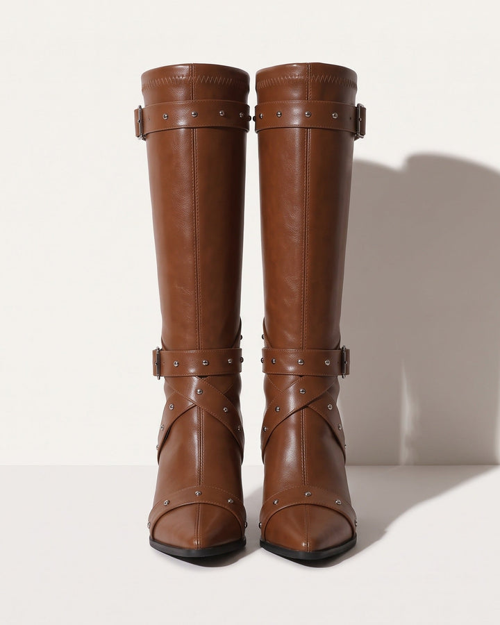 Larkin | Women's Knee High Heeled Leather Boots