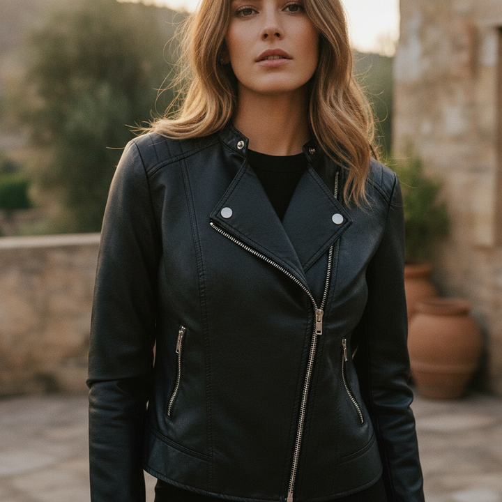 Aisling | Women Faux Leather Jacket Slim Fit Zip Up