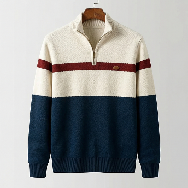 John | Men's Colour Block Quarter-Zip Sweater