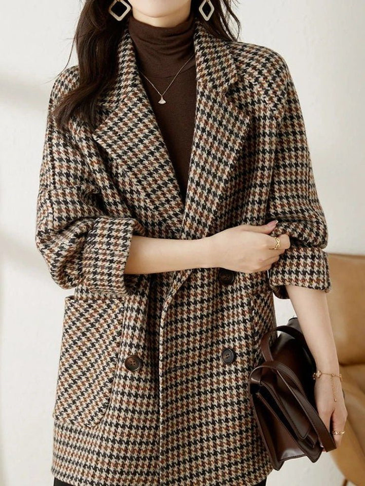 Millie | Women's Wool Houndstooth Blazer Coat