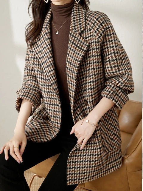 Millie | Women's Wool Houndstooth Blazer Coat