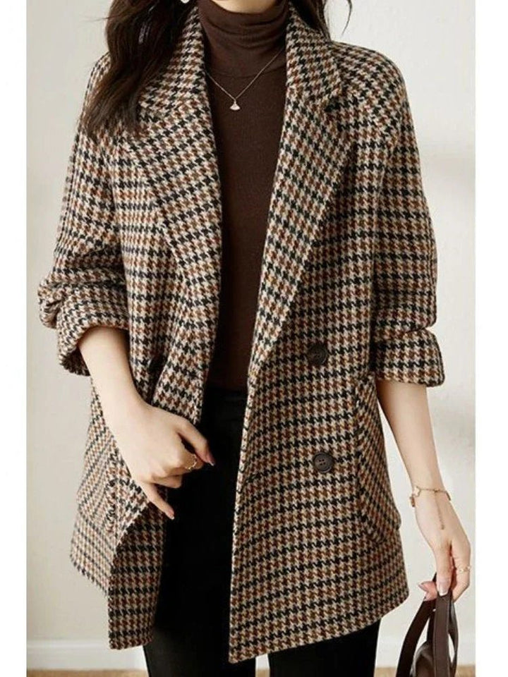 Millie | Women's Wool Houndstooth Blazer Coat