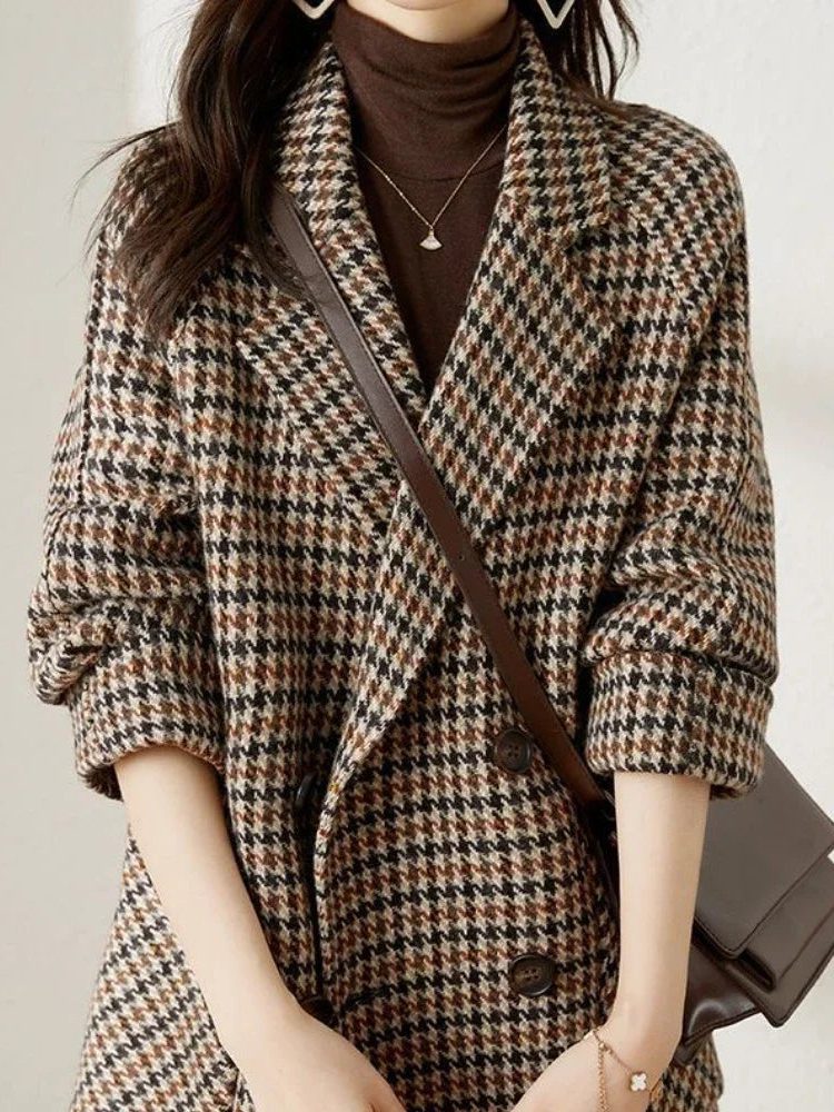 Millie | Women's Wool Houndstooth Blazer Coat