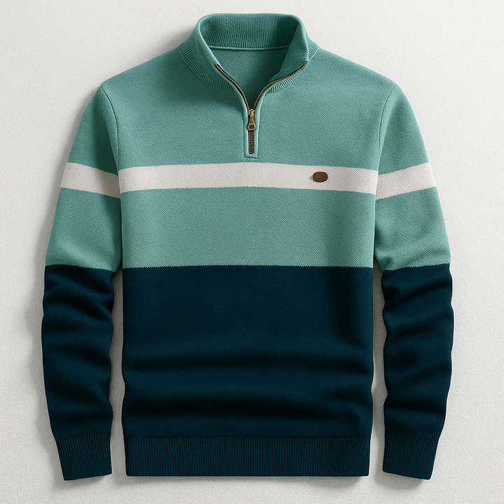 John | Men's Colour Block Quarter-Zip Sweater