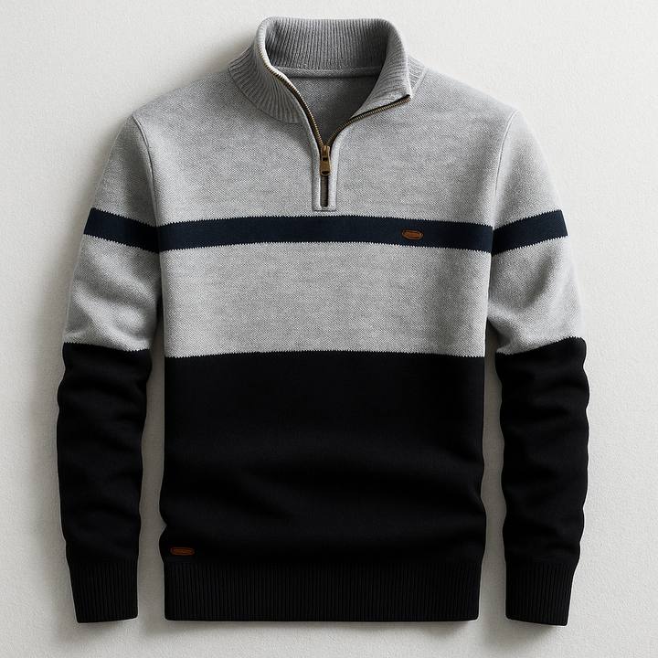 John | Men's Colour Block Quarter-Zip Sweater