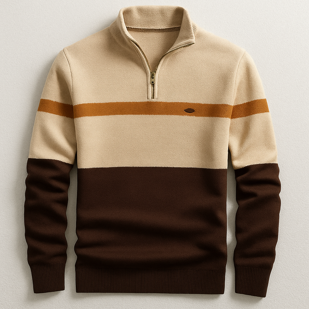 John | Men's Colour Block Quarter-Zip Sweater