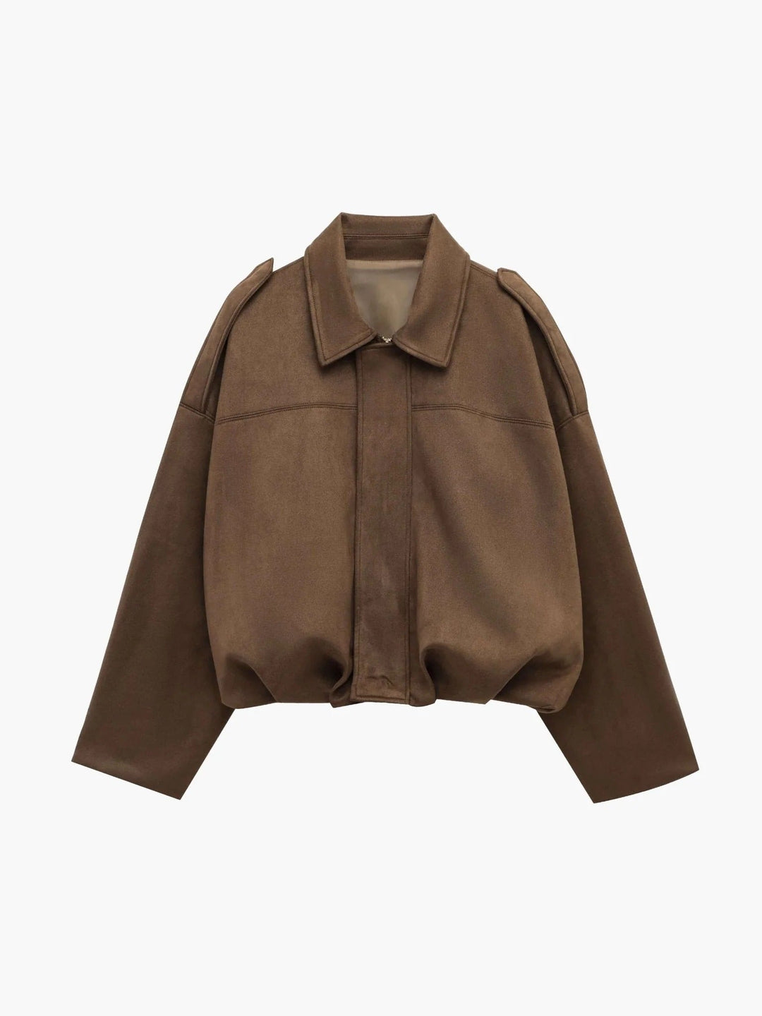 Jimena | Faux Suede Collared Bomber Jacket for Women
