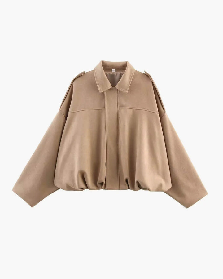 Jimena | Faux Suede Collared Bomber Jacket for Women
