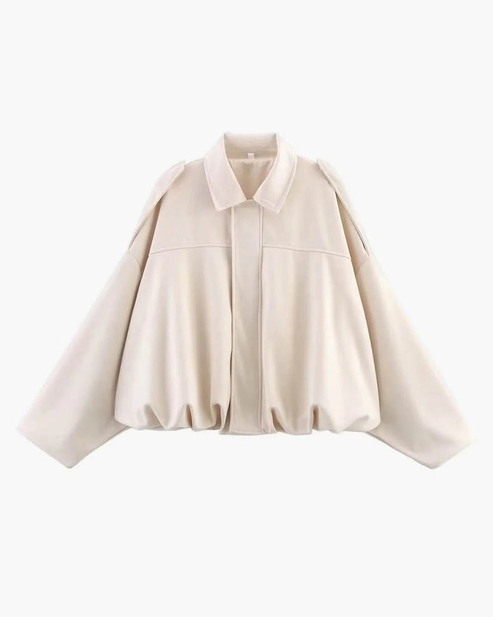 Jimena | Faux Suede Collared Bomber Jacket for Women