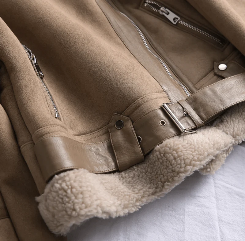 Leanna | Women's Sherpa-Lined Suede Aviator Jacket