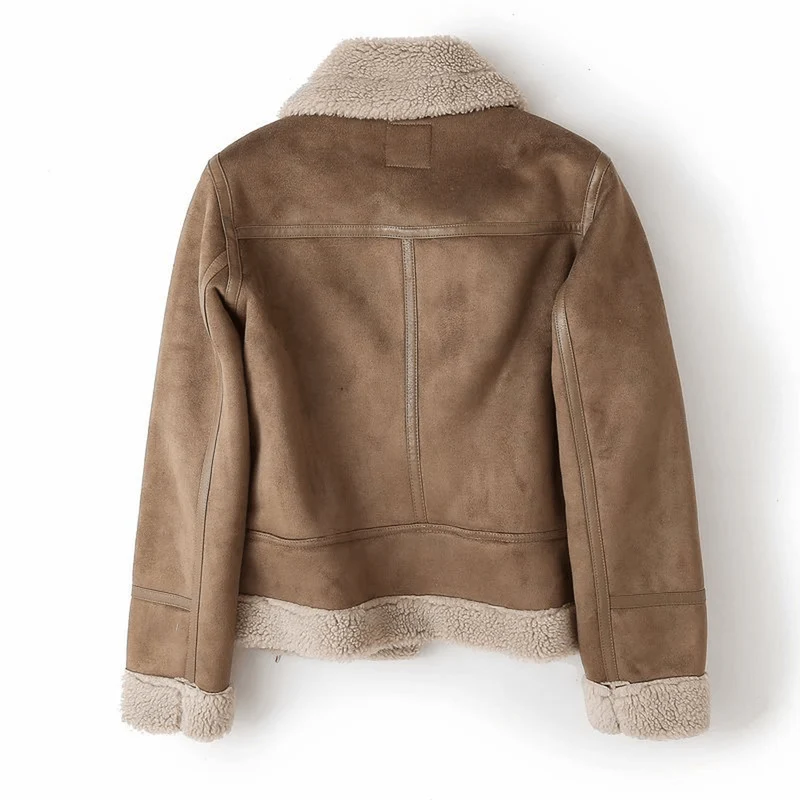 Leanna | Women's Sherpa-Lined Suede Aviator Jacket