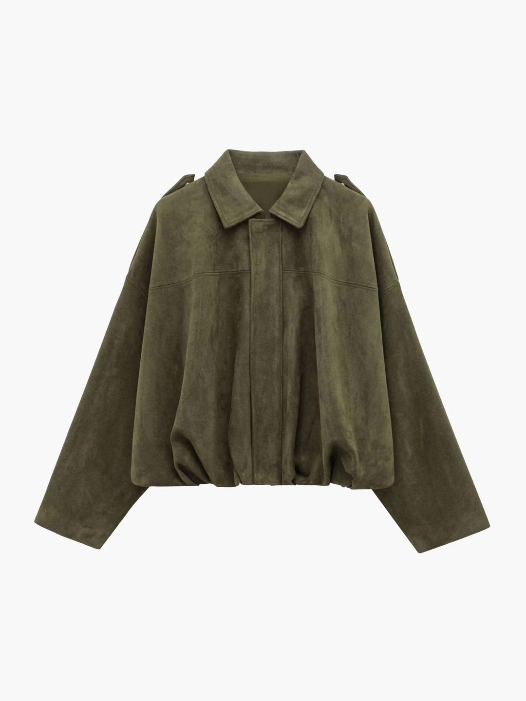 Jimena | Faux Suede Collared Bomber Jacket for Women