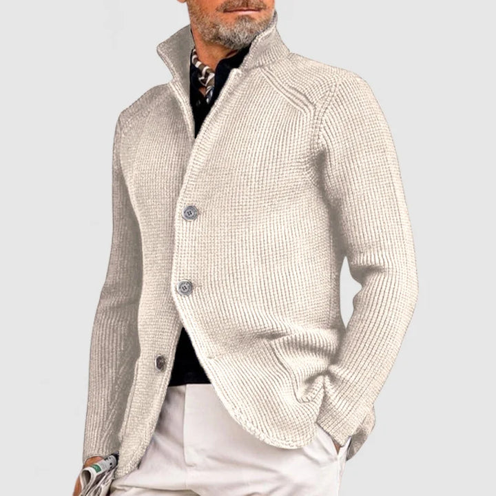 Norman | Men's Fine-Knit Stand-Collar Button Cardigan