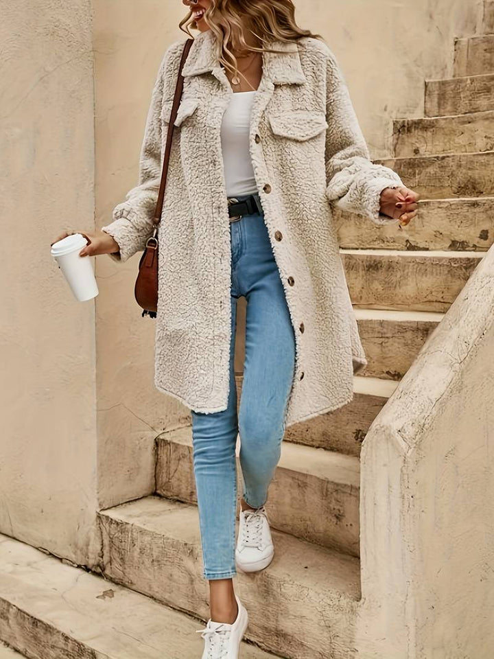 Melany | Women's Oversized Teddy Coat with Chest Pockets