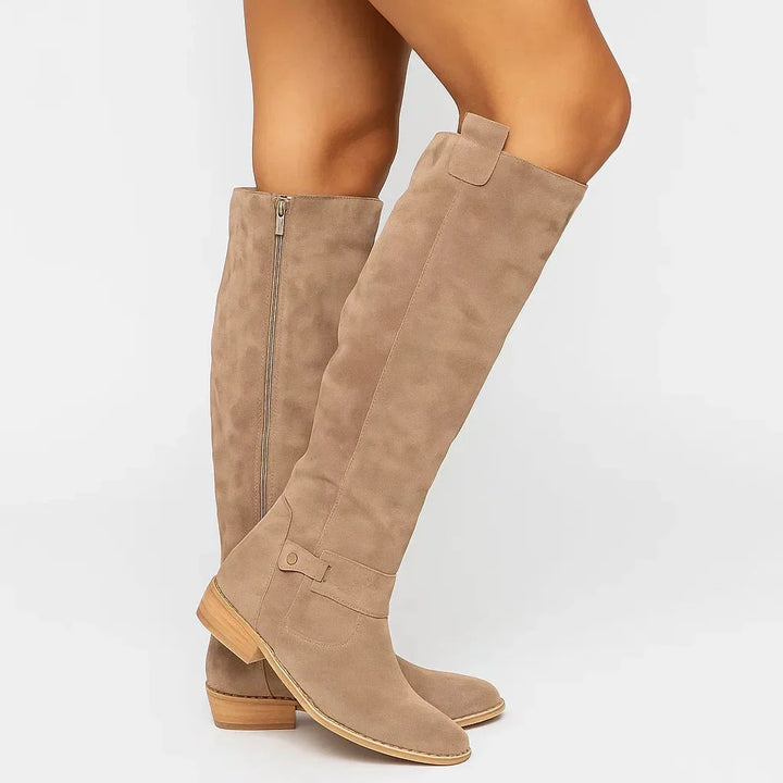 Amara | Knee-High Suede Boots with Block Heel for Women
