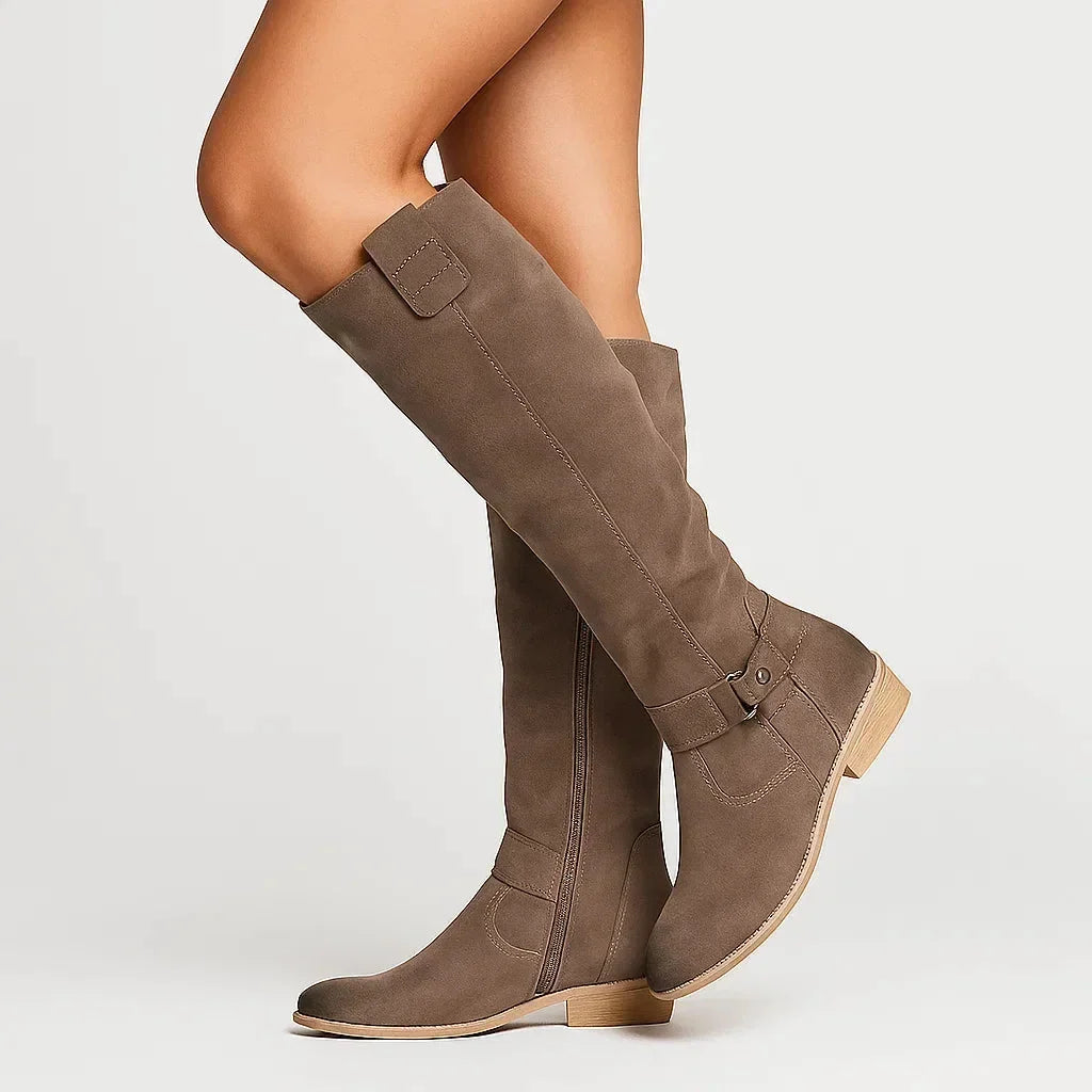 Amara | Knee-High Suede Boots with Block Heel for Women