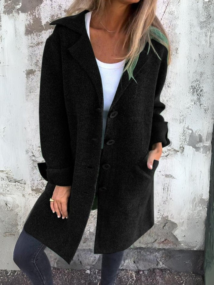 Ivanna | Women's Lapel Collar Button-Front Coat for Autumn