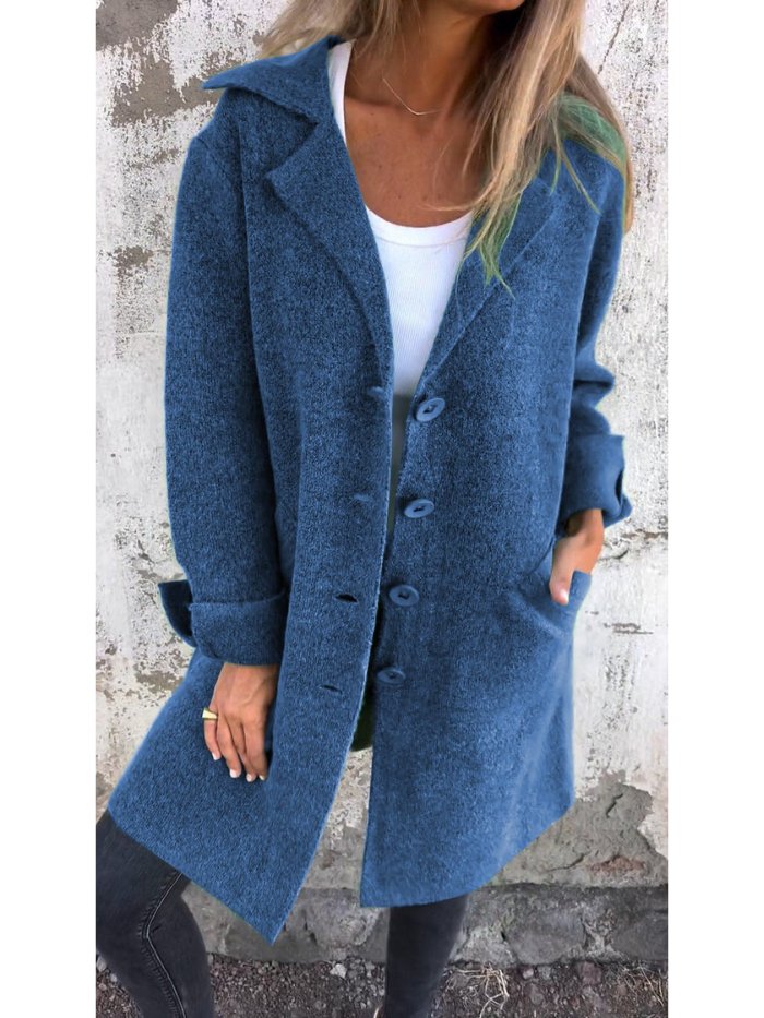 Ivanna | Women's Lapel Collar Button-Front Coat for Autumn