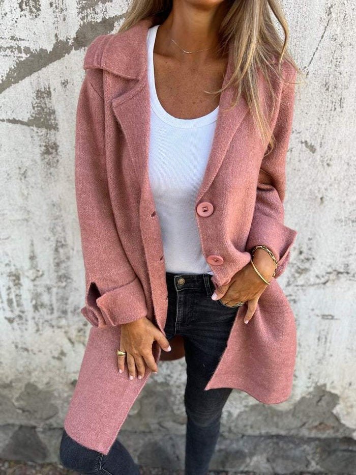 Ivanna | Women's Lapel Collar Button-Front Coat for Autumn