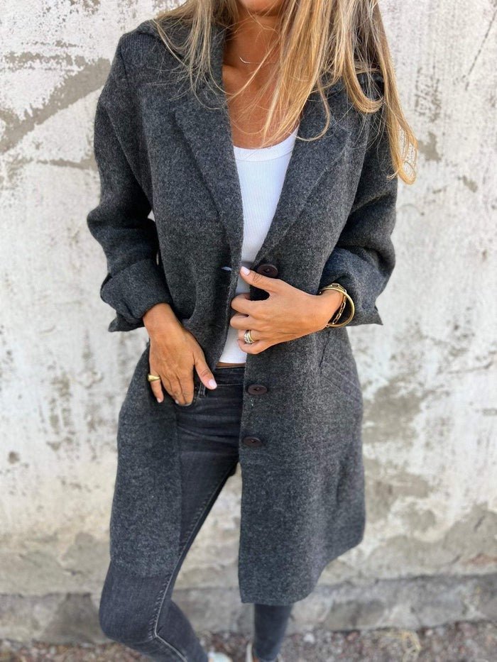 Ivanna | Women's Lapel Collar Button-Front Coat for Autumn