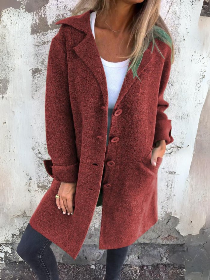 Ivanna | Women's Lapel Collar Button-Front Coat for Autumn