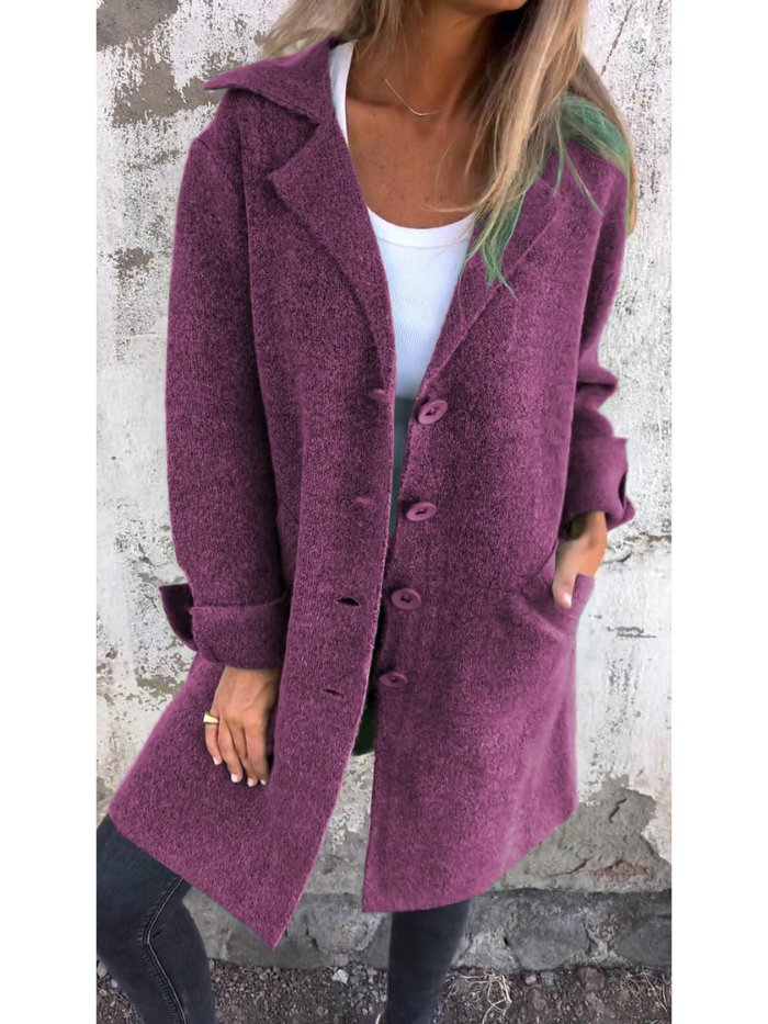 Ivanna | Women's Lapel Collar Button-Front Coat for Autumn