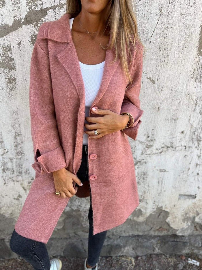 Ivanna | Women's Lapel Collar Button-Front Coat for Autumn