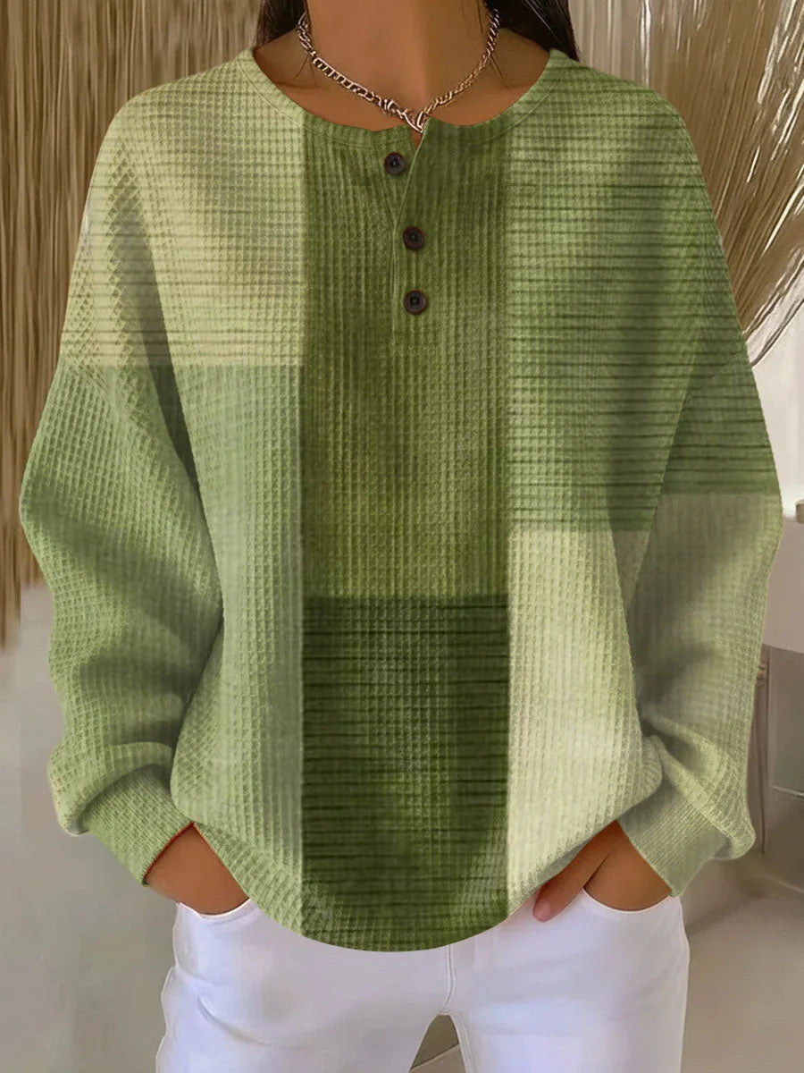 Lola  | Women's colourblock knit crew neck sweater with henley placket