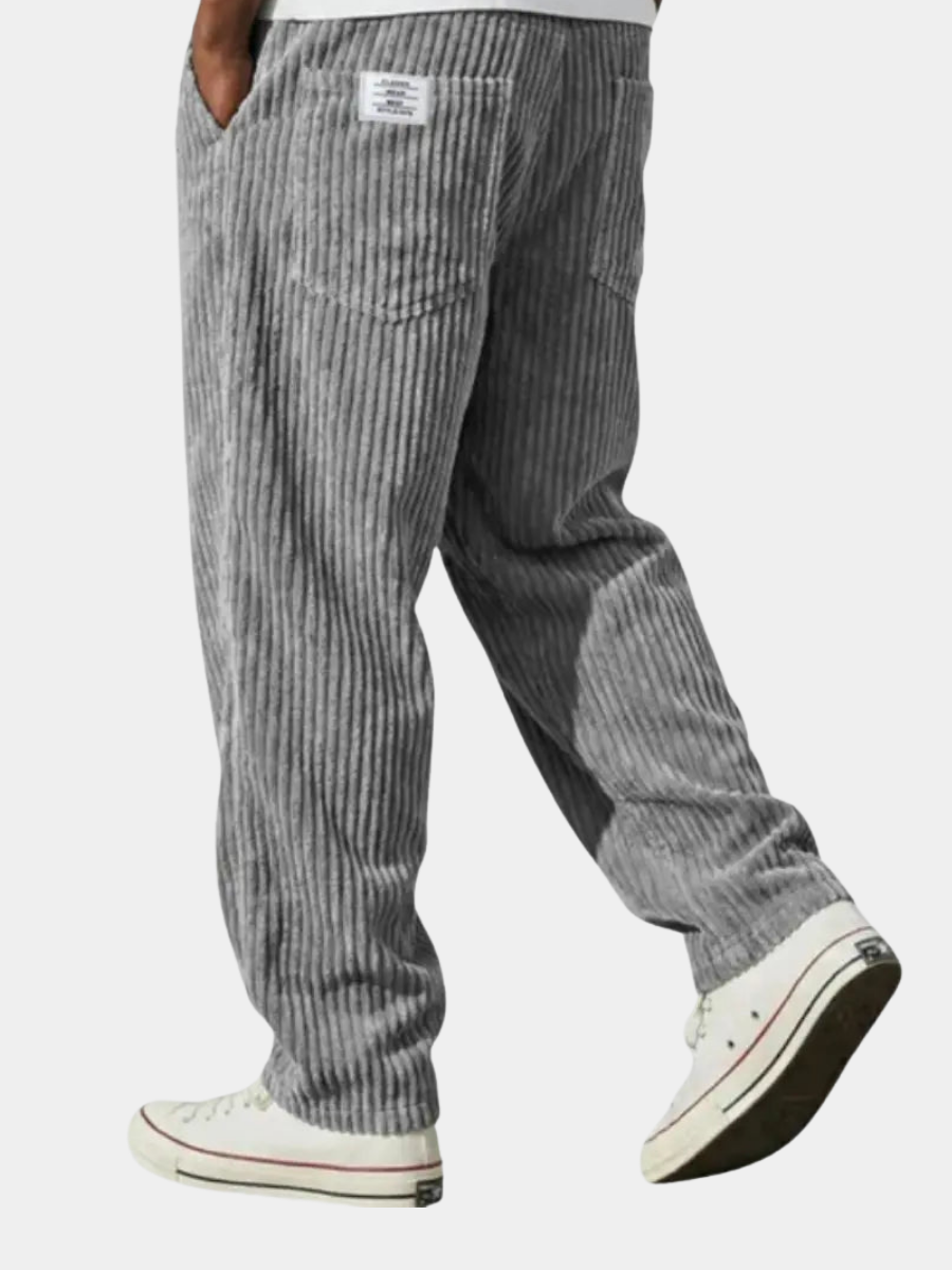 Tyron | Men's Relaxed-Fit Ribbed Wide-Leg Trousers