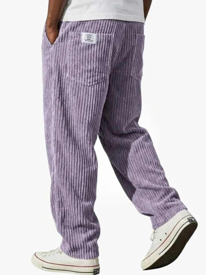 Tyron | Men's Relaxed-Fit Ribbed Wide-Leg Trousers