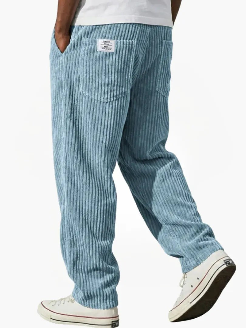 Tyron | Men's Relaxed-Fit Ribbed Wide-Leg Trousers