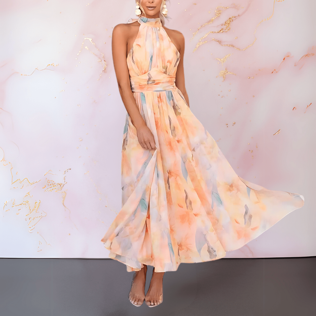 Gracie | HALTERNECK WATERCOLOUR PRINT DRESS