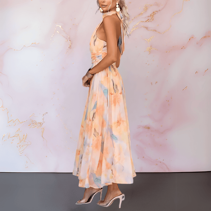 Gracie | HALTERNECK WATERCOLOUR PRINT DRESS