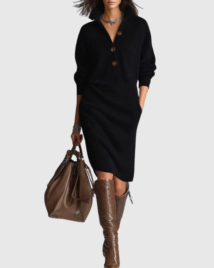 Elodie | Pure wool winter knit midi dress