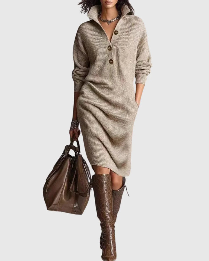 Elodie | Pure wool winter knit midi dress