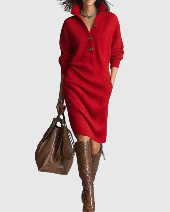 Elodie | Pure wool winter knit midi dress
