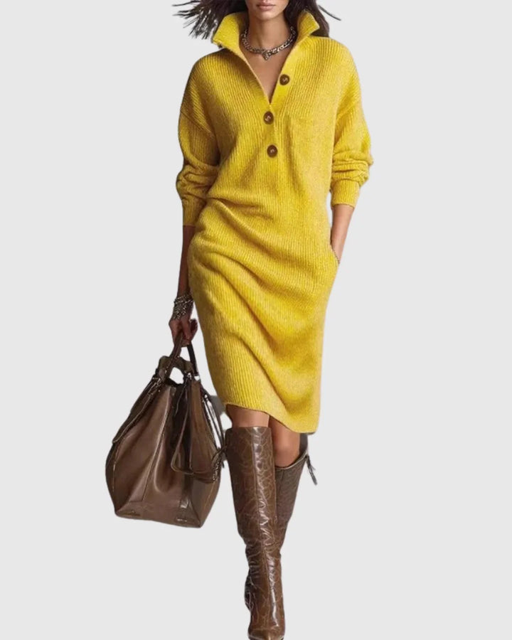 Elodie | Pure wool winter knit midi dress