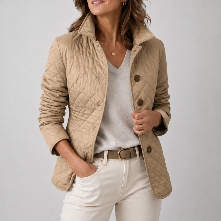 Chelsea | Women's Classic Diamond Quilted Jacket with Check Cuff Lining