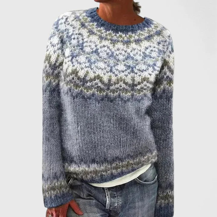 Melissa | Women's fair isle knit crew neck jumper with pattern