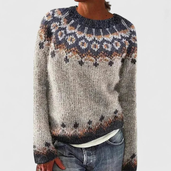 Melissa | Women's fair isle knit crew neck jumper with pattern