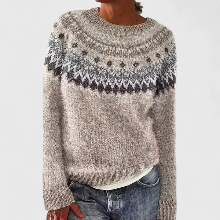 Melissa | Women's fair isle knit crew neck jumper with pattern