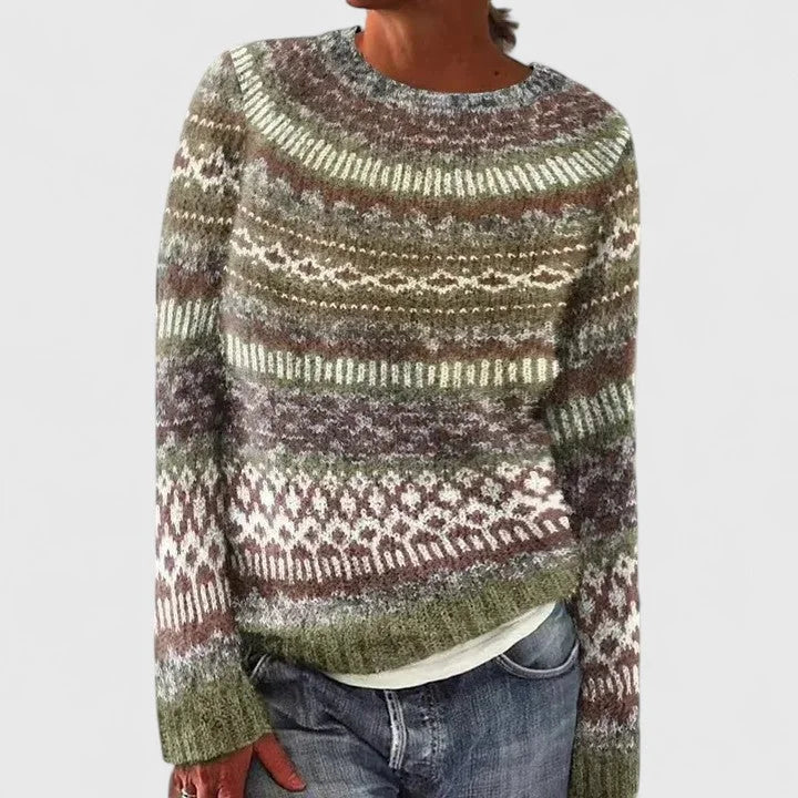 Melissa | Women's fair isle knit crew neck jumper with pattern