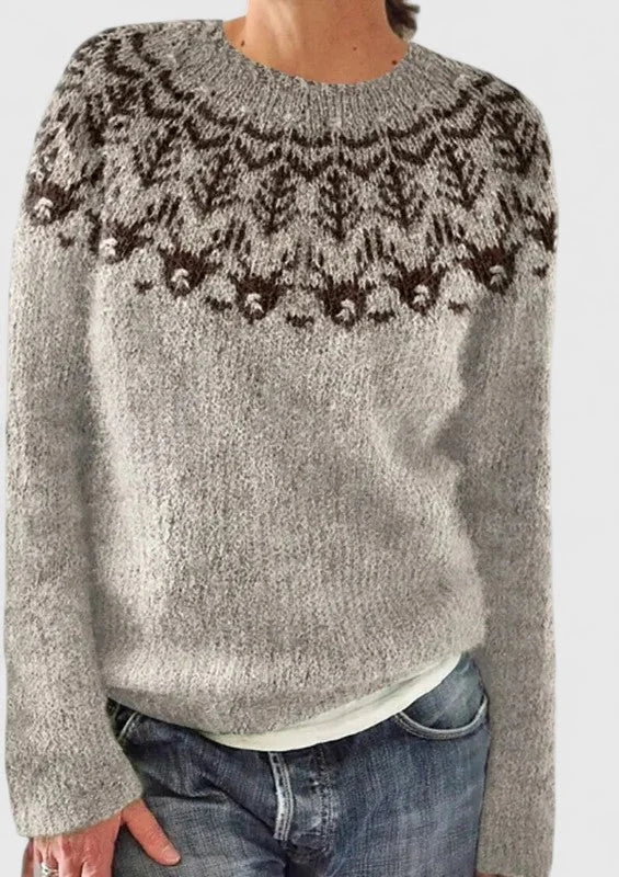 Melissa | Women's fair isle knit crew neck jumper with pattern