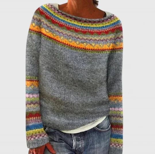 Melissa | Women's fair isle knit crew neck jumper with pattern
