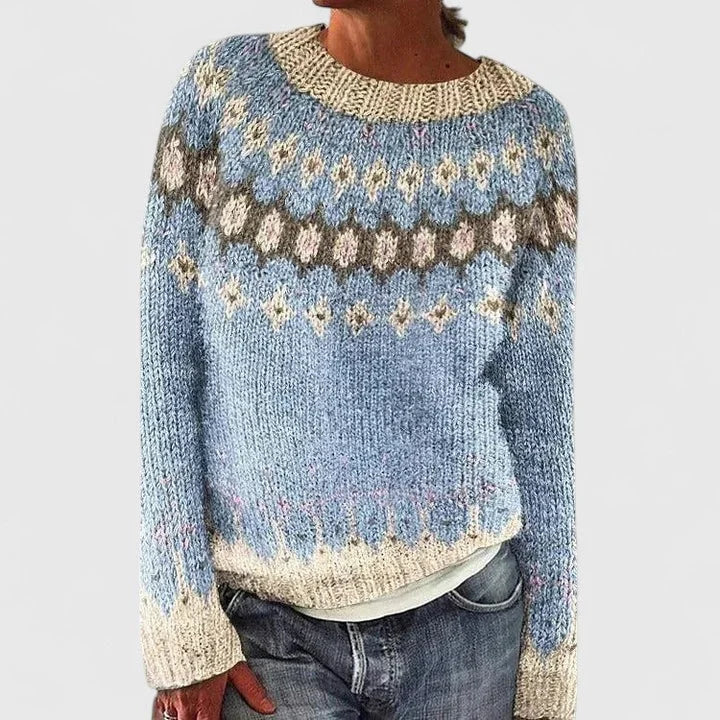 Melissa | Women's fair isle knit crew neck jumper with pattern