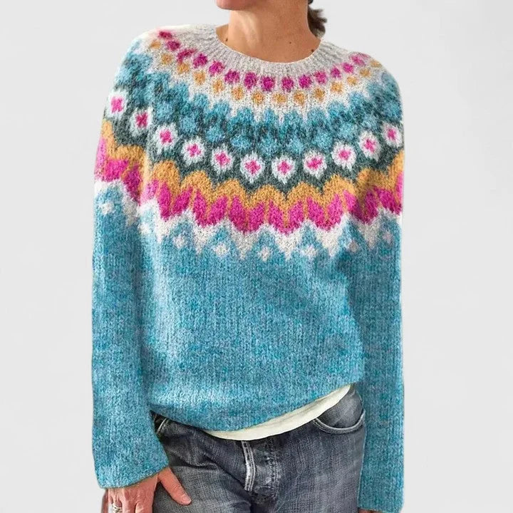 Melissa | Women's fair isle knit crew neck jumper with pattern