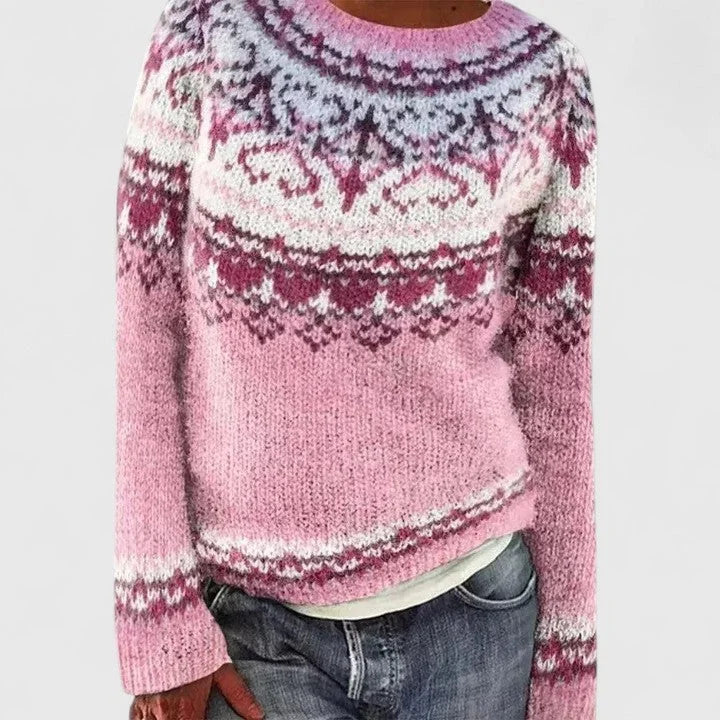 Melissa | Women's fair isle knit crew neck jumper with pattern