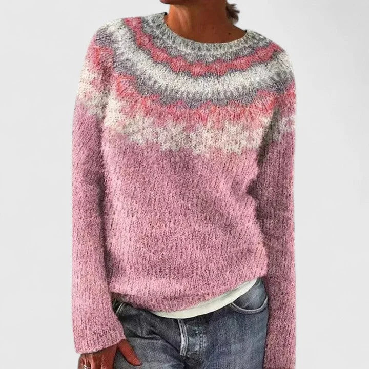 Melissa | Women's fair isle knit crew neck jumper with pattern