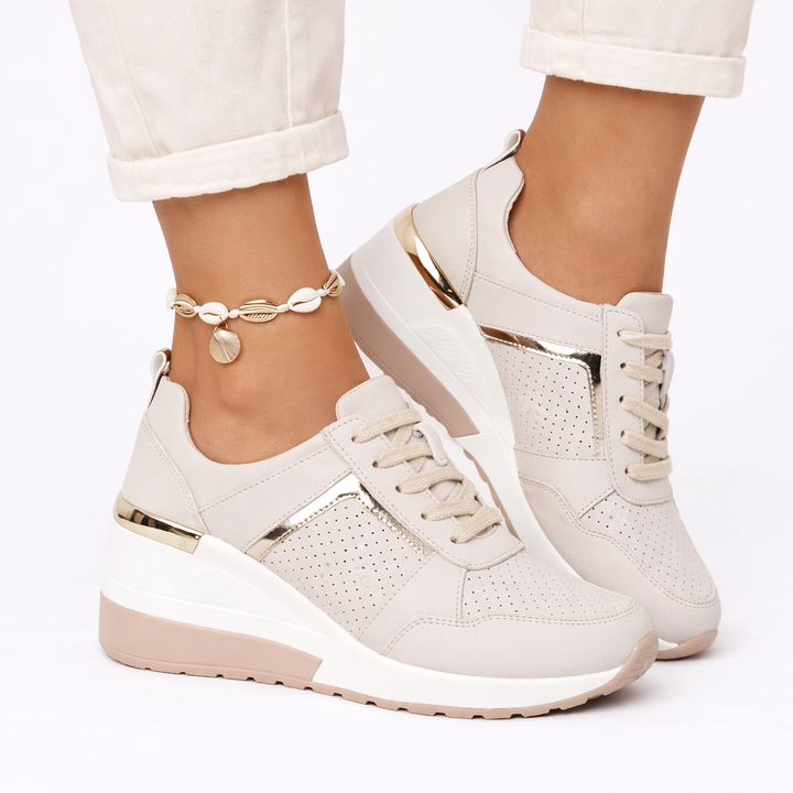 Camille | Orthopedic Wedge Sneakers with Metallic Details